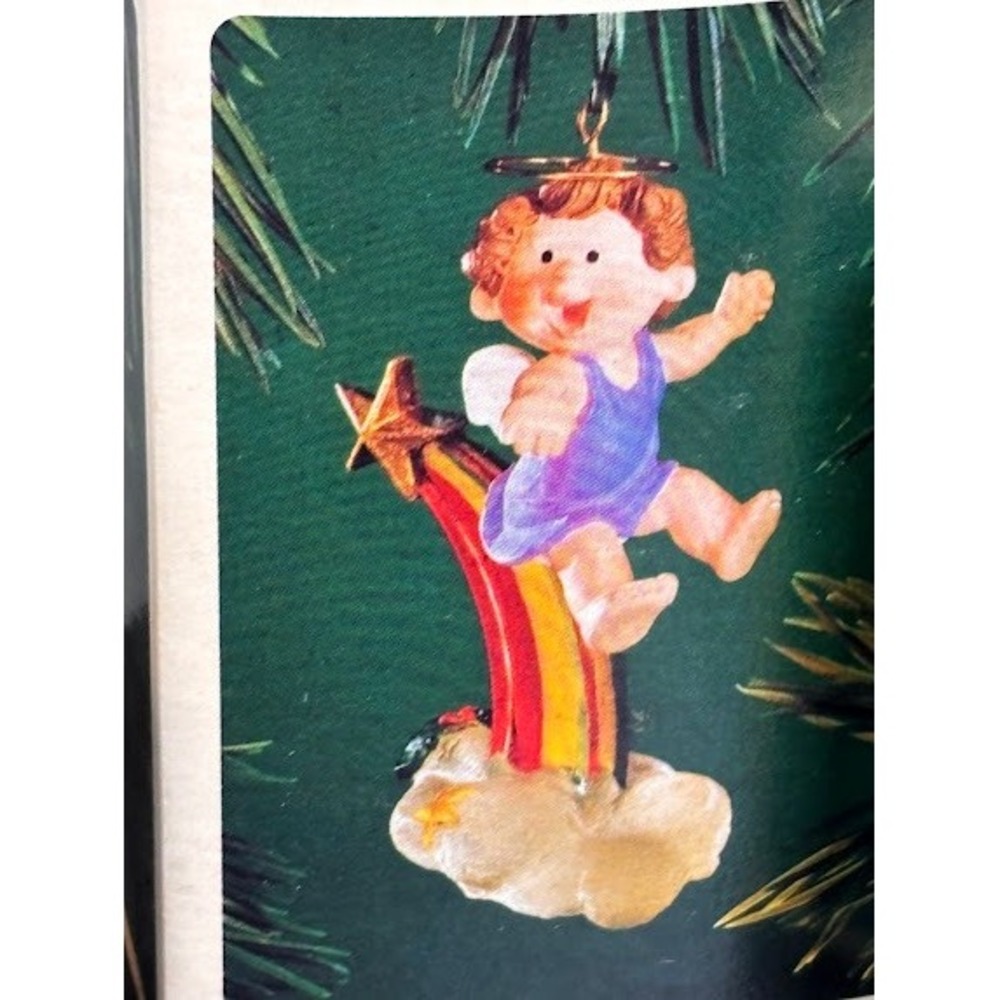 Vintage Hallmark Keepsake Ornament Lot 3 1980s Rainbow Musical Angels Cherubs - Picture 4 of 9